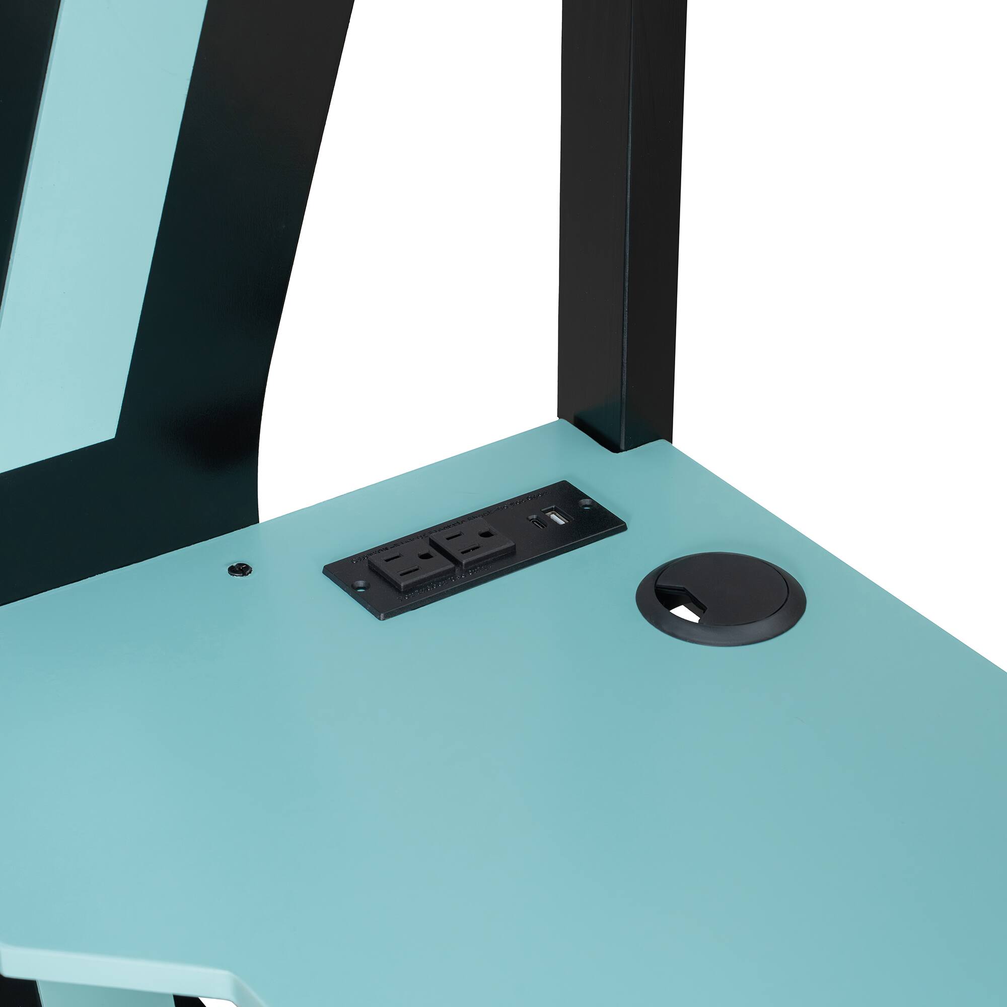 Alt View 2. Whisen - Full Size Gaming Bunk Bed with RGB Desk,USB Ports and Cable Management - Blue.