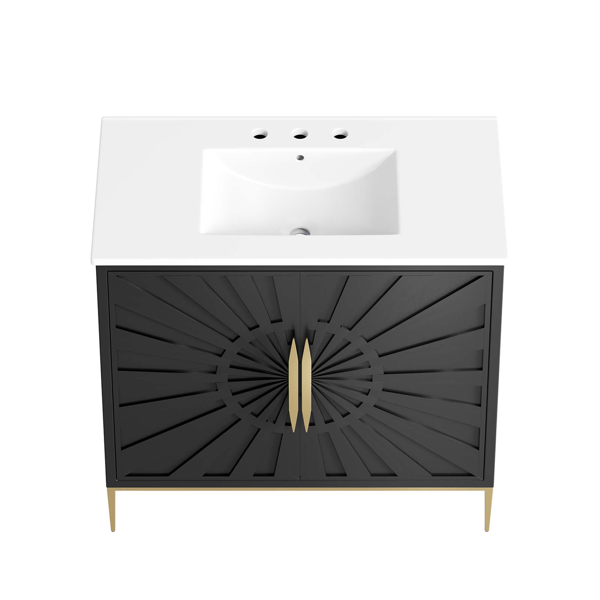 Alt View 6. Modway - Awaken Bathroom Vanity Basin Included by Modway - White Black.
