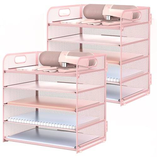 2 Pack 5-tier Desk Organizer,pink