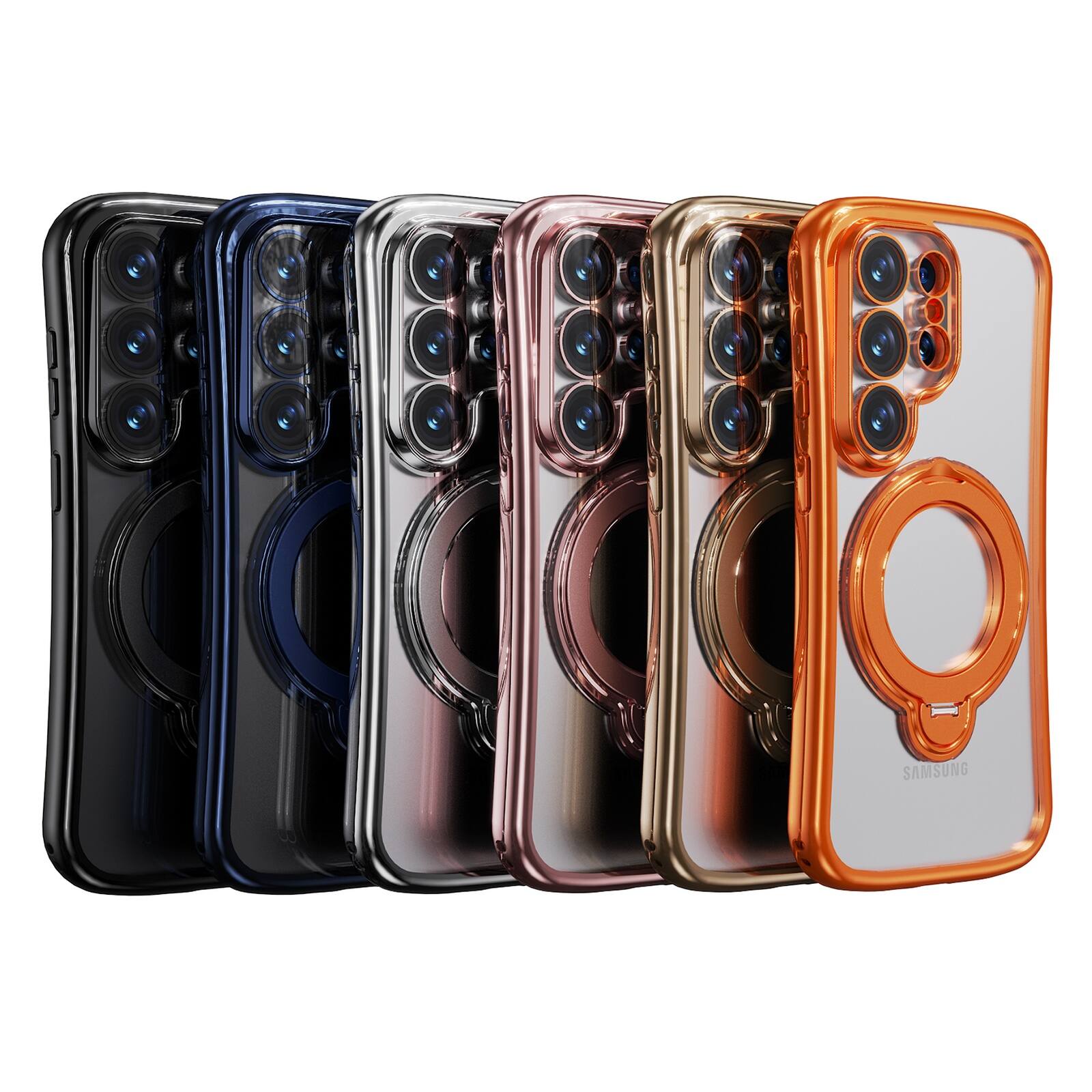 Alt View 1. Dteck - Magnetic Case for Samsung Galaxy S26 Ultra with 360 Ring Stand and Strap, Shockproof TPU Cover Built-in Lens Protector - Silver.