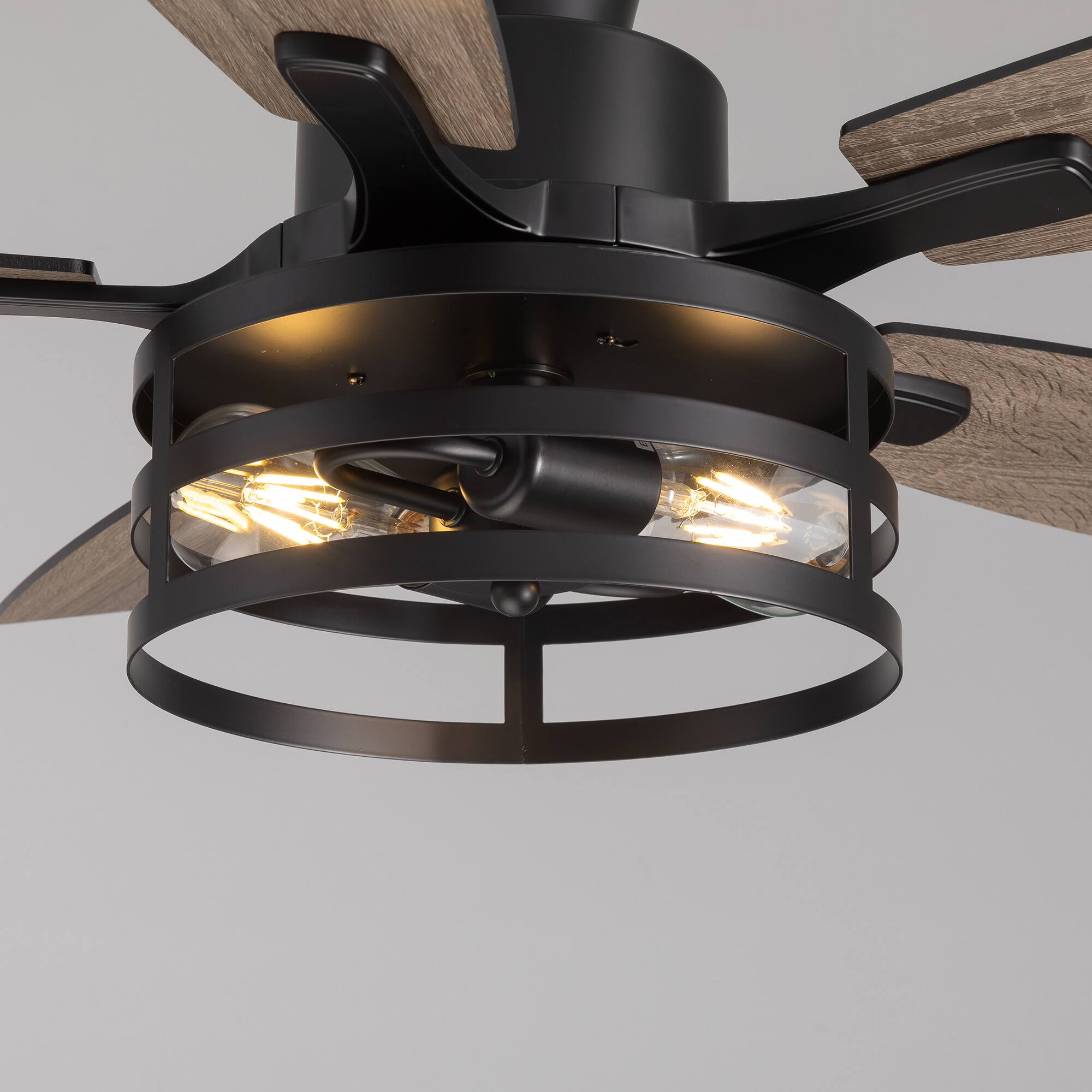 Alt View 6. Siljoy - 42 Inch Black Farmhouse Matte Ceiling Fan with Lights Flush Mount 5 Blades Low Profile for Bedroom Living Room Patio - Matte Black.