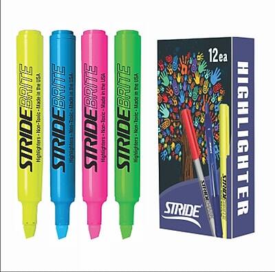 USA the in Made STRIDEBRITE Highlighters  
USA the in Made STRIDEBRITE Non-Toxic Highlighters  
USA the in Made STRIDEBRITE Highlighters  
12ea STRIDEBRITE Highlighter