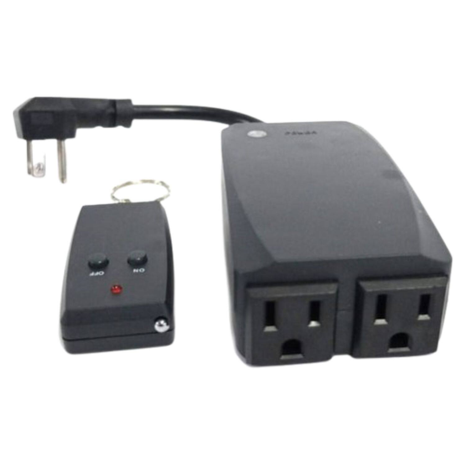 Front. Stock Preferred - 2-Outlet Outdoor Wireless Remote Control System - Black.