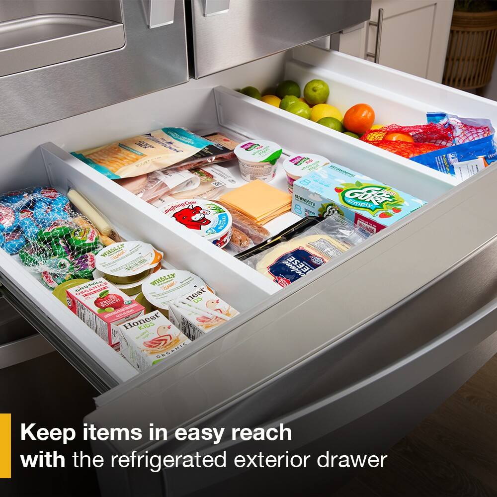 Cow y2S WHGLLY Tt AA WHOLLY TEUssE ORGANIES JE nest DS Honest KIDS ORGANIC CA C P mrandevry 8 R GiRF Simply 00d8 JEESE 16P ouop We Keep items in easy reach with the refrigerated exterior drawer