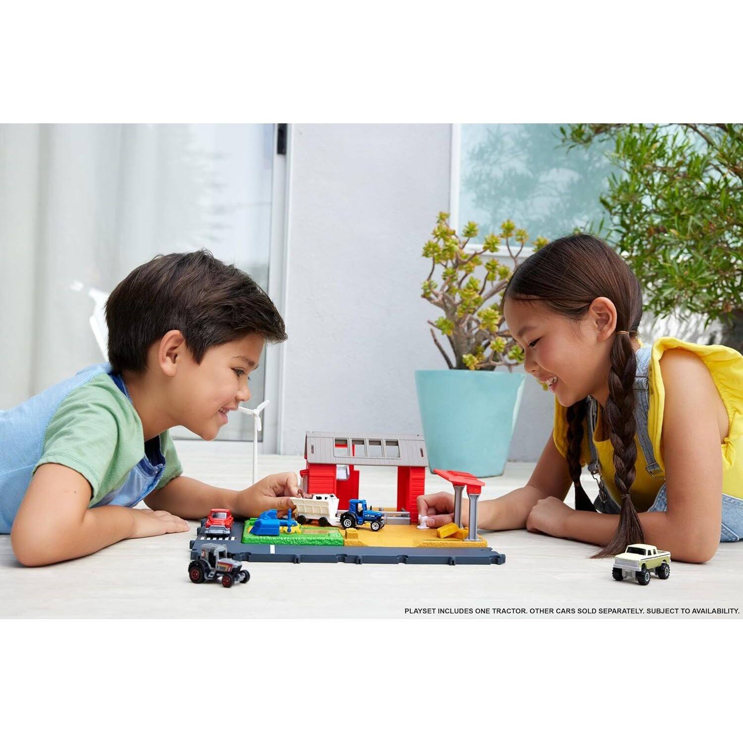PLAYSET INCLUDES ONE TRACTOR. OTHER CARS SOLD SEPARATELY. SUBJECT TO AVAILABILITY