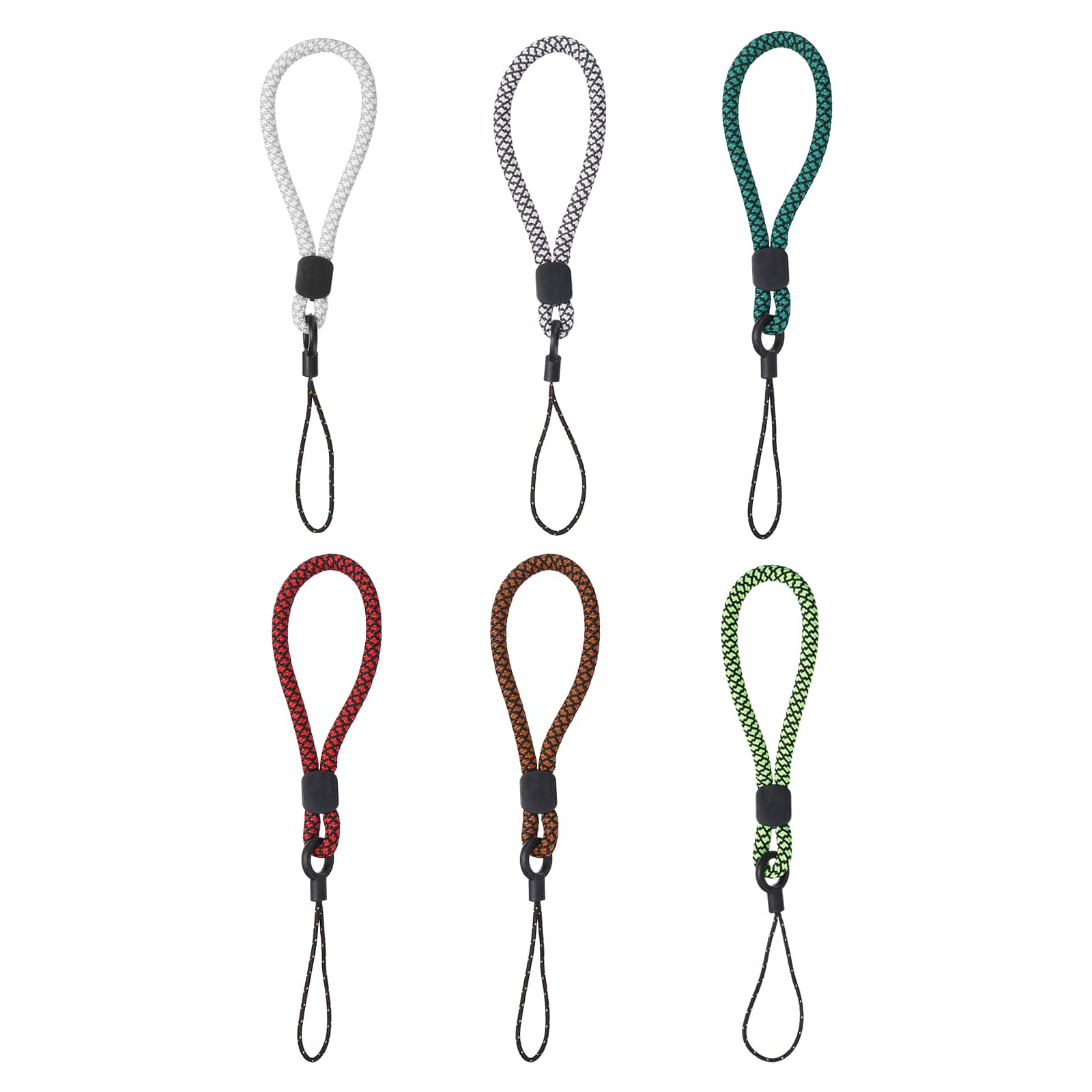 Unique Bargains - 6pcs Phone Lanyards Finger Strap, Short Anti-loss Hanging Rope for Phone, Key, Flashlight, USB Badge - Black, Gray, Red, Lake Blue, Brown, Green, White
