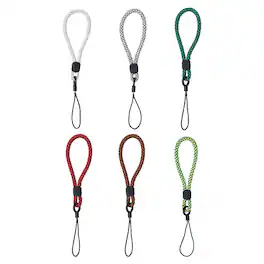 Unique Bargains - 6pcs Phone Lanyards Finger Strap, Short Anti-loss Hanging Rope for Phone, Key, Flashlight, USB Badge - Black, Gray, Red, Lake Blue, Brown, Green, White