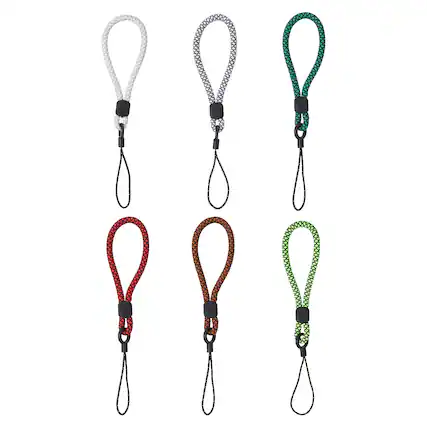 Front. Unique Bargains - 6pcs Phone Lanyards Finger Strap, Short Anti-loss Hanging Rope for Phone, Key, Flashlight, USB Badge - Black, Gray, Red, Lake Blue, Brown, Green, White.