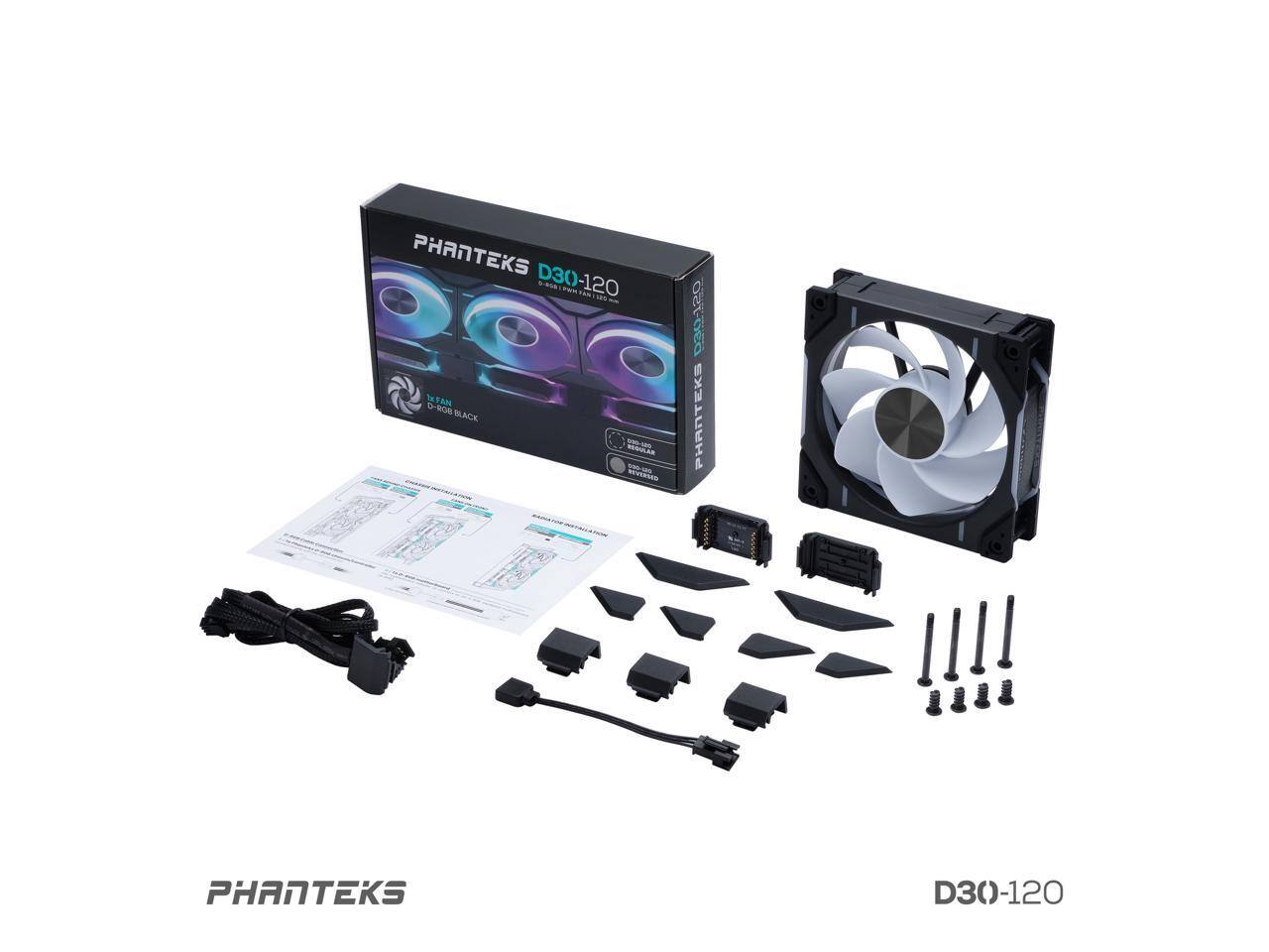 Phanteks D30 120 DRGB PWM Fan, Reverse Airflow, ARGB/DRGB, Daisy