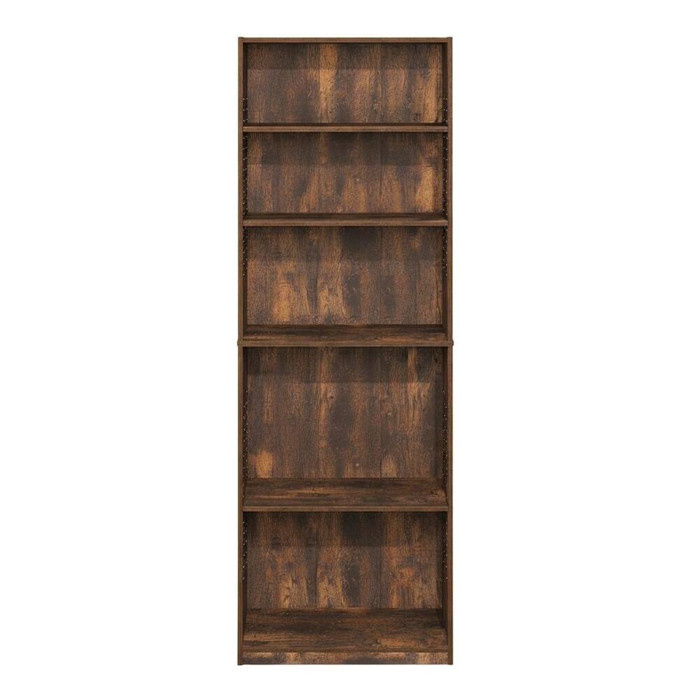 Back. FurniFact - 5-tier adjustable shelf bookcase with Engineered Wood construction - Amber Pine.