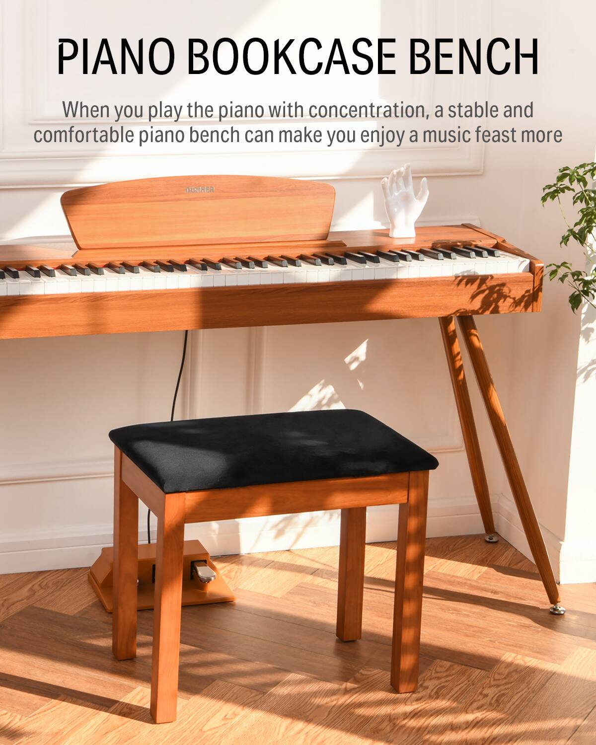 PIANO BOOKCASE BENCH

When you play the piano with concentration, a stable and comfortable piano bench can make you enjoy a music feast more. DOWHER
