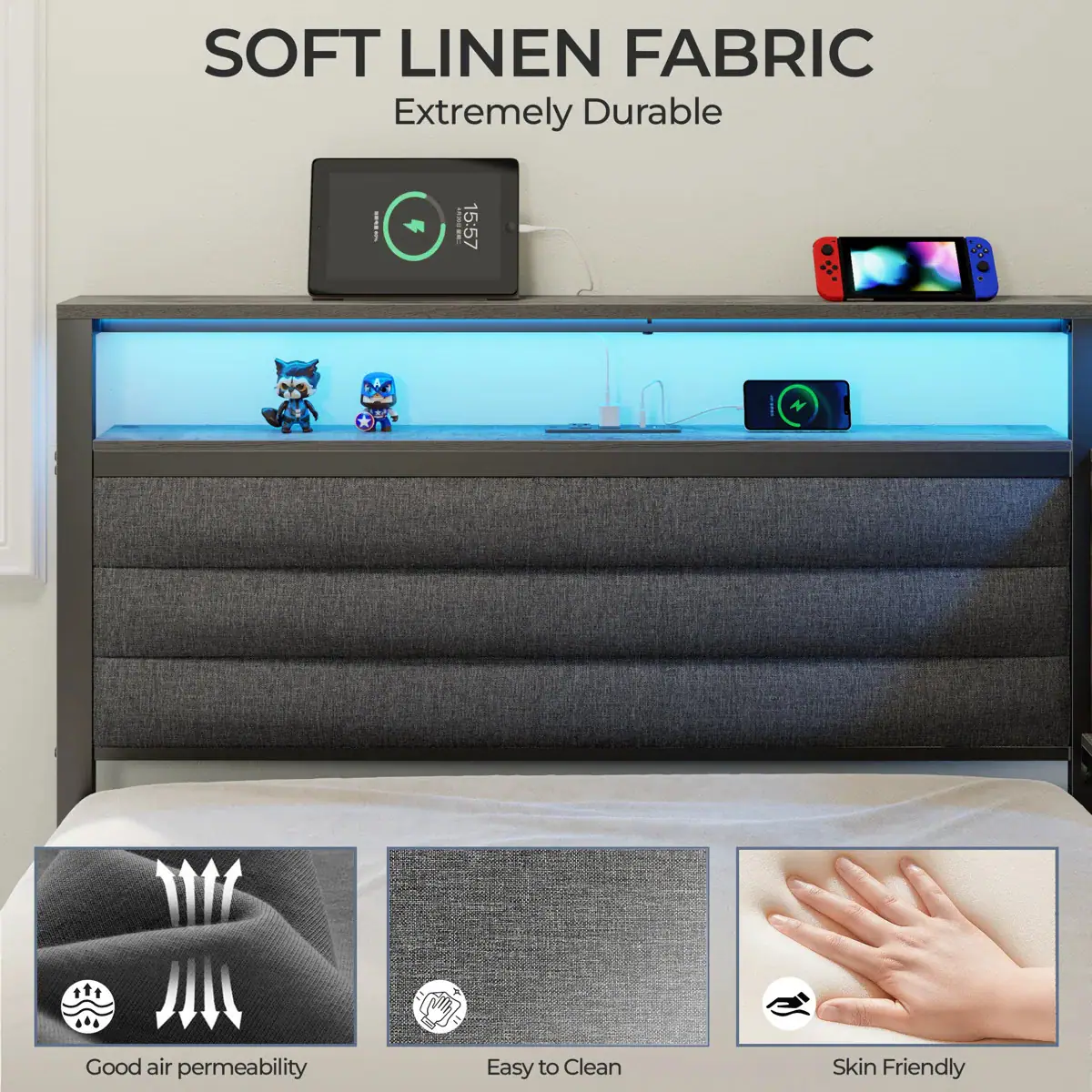 SOFT LINEN FABRIC  
Extremely Durable  

Good air permeability  
Easy to Clean  
Skin Friendly
