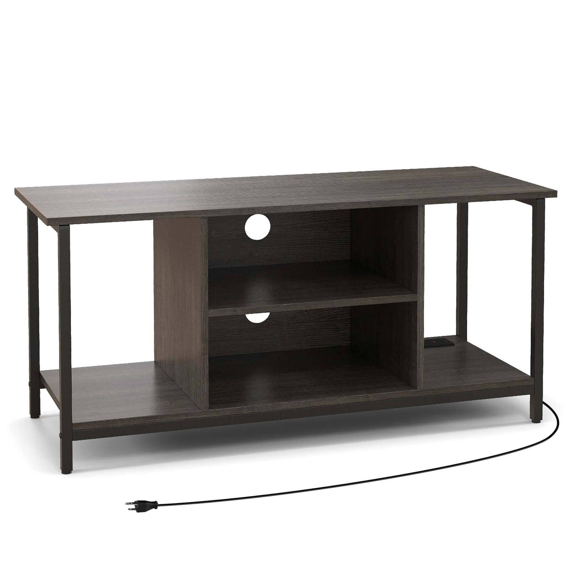 Alt View 19. Costway - TV Stand with Power Outlet USB & Type-C Port 3-tier TV Console Table Grey - Gray.