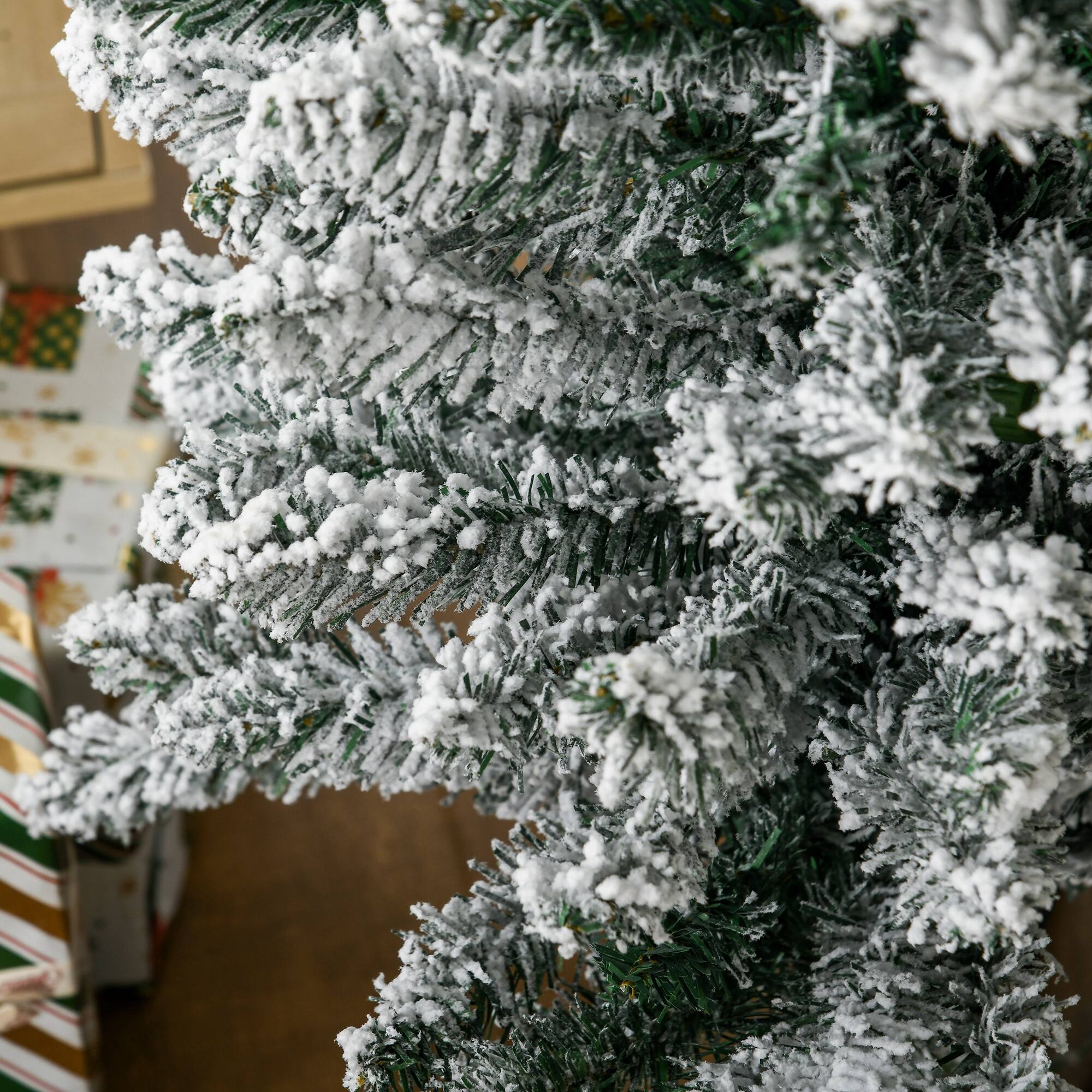 Alt View 8. Homcom - Pre-Lit Slim Noble Fir Artificial Pencil Christmas Tree, 170 Warm White LEDs, 390 Tips - green.