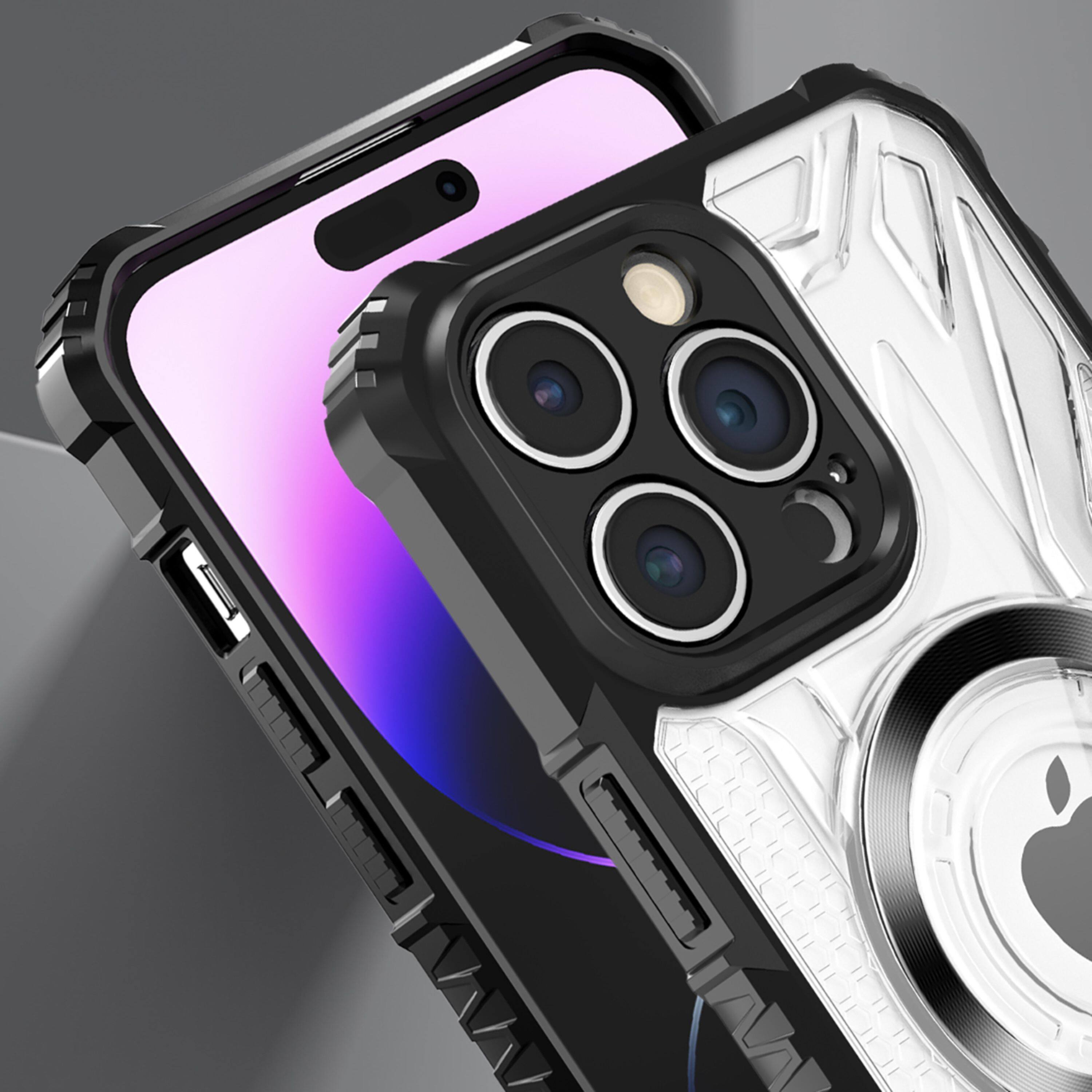 Left. Kitcheniva - Magnetic Circle Shock-Absorbent Phone Cover For iPhone 14 Pro Max Black - Black.