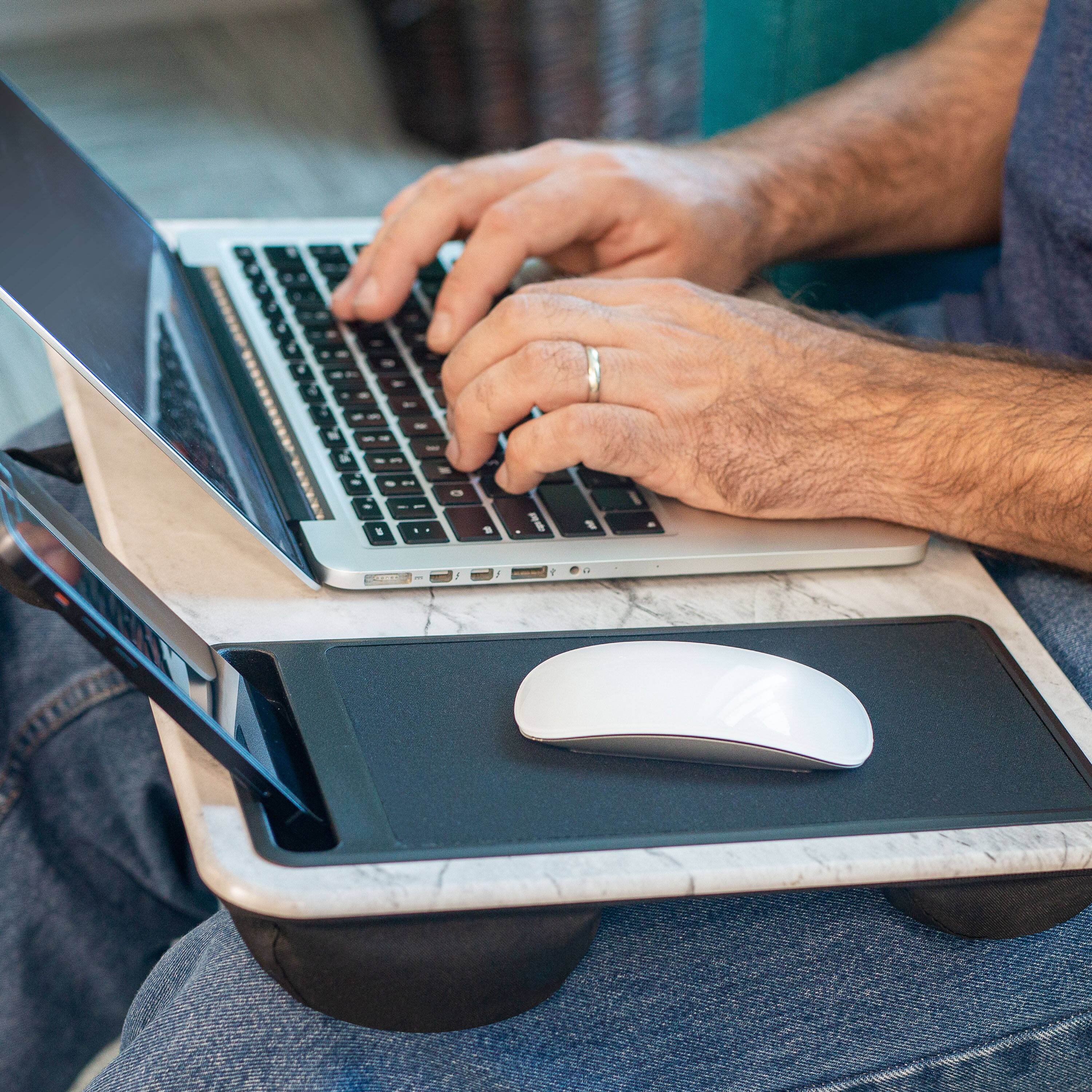 Alt View 2. LapGear - Home Office Lap Desk for Left-Handed  (Fits up to 15" Laptop) - White Marble.