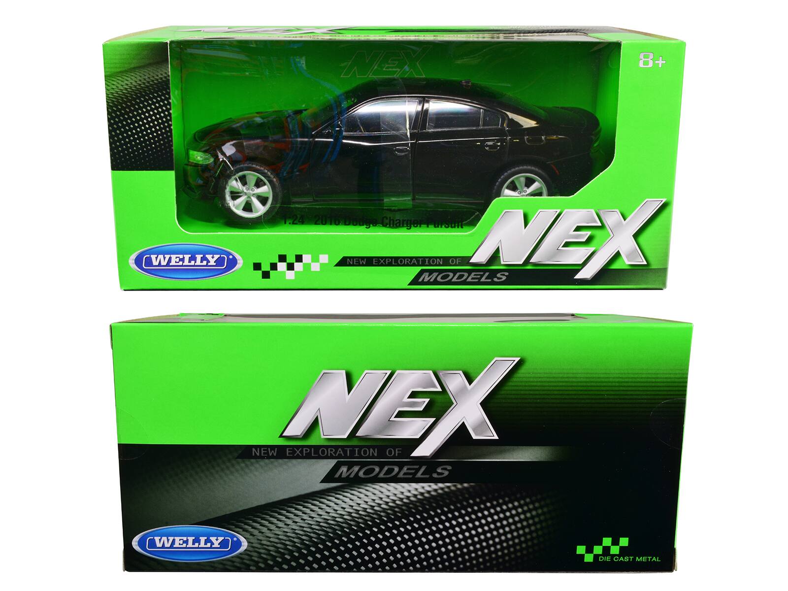 WELLY  
NEX  
NEW EXPLORATION OF MODELS  
1:24 2016 Dodge Charger Pursuit  
DIE CAST METAL  
8+