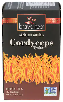 bravo tea
Mushroom Wonders
Cordyceps (Mycelium)
HERBAL TEA
20 Tea Bags
Net. Wt. 1.06 oz (30 g)
NON GMO Project VERIFIED
nongmoproject.org