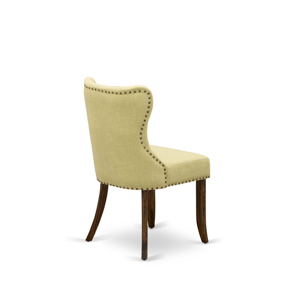 Alt View 3. East West Furniture - Set of 2 - Parsons Chair- Upholstered Chair Includes Distressed Jacobean Wooden Structure - Brown.