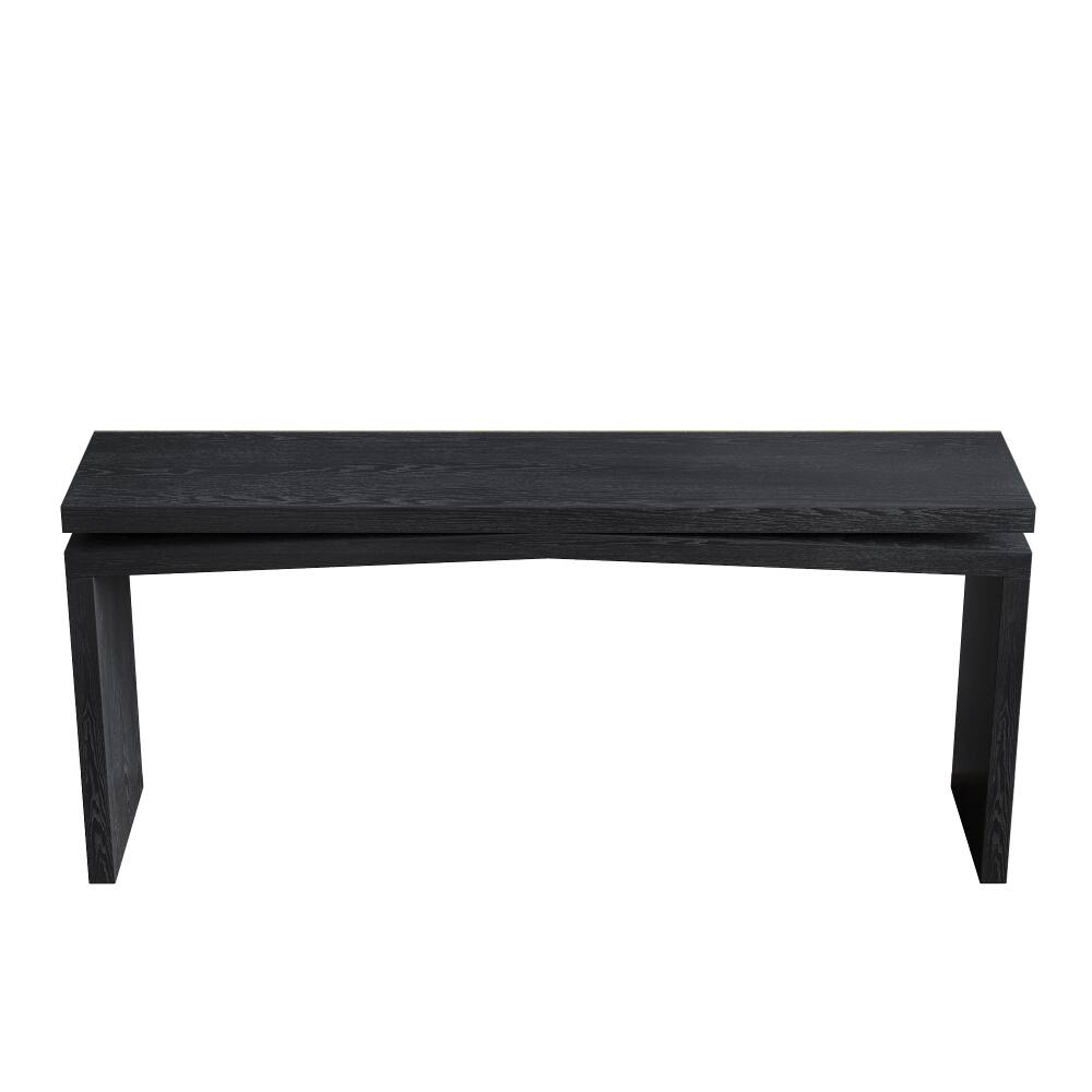 Alt View 7. Loheer - Loheer 65 Inch Rustic Console Table, Long Farmhouse Entryway Table with Sled Base, Black - Black.