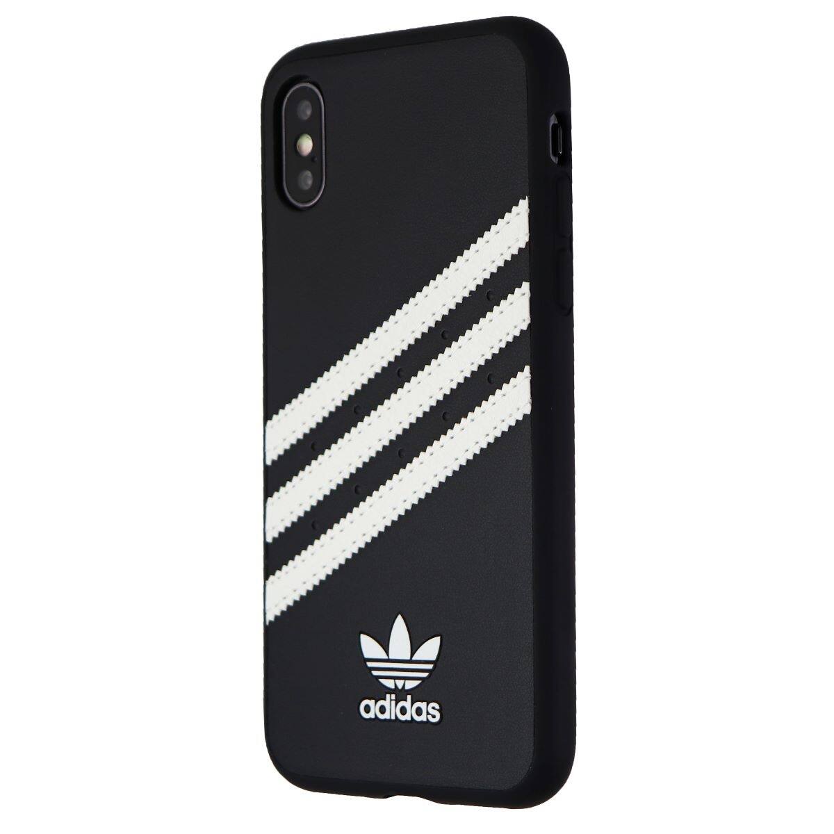 Front. adidas - Adidas 3-Stripes Samba Snap Case for Apple iPhone XS / X - Black / White Stripes - Black.