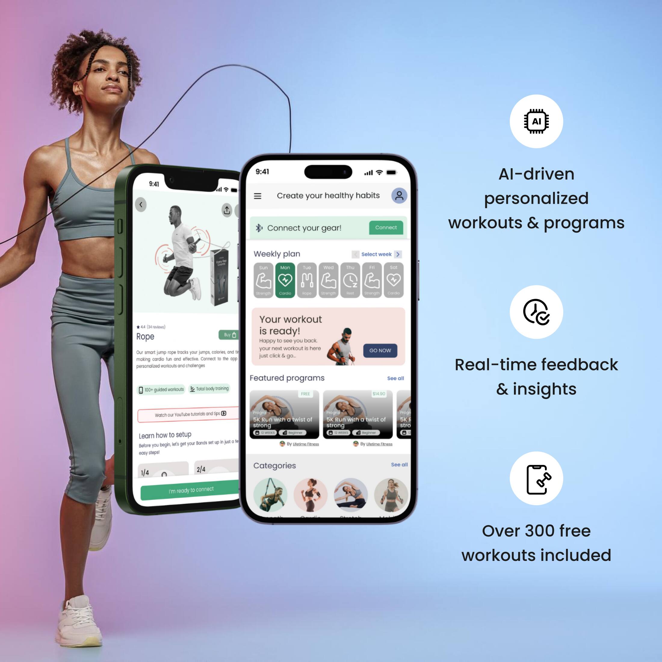 AI-driven personalized workouts & programs

Create your healthy habits

Connect your gear

Weekly plan

Your workout is ready!

Featured programs

Real-time feedback & insights

Learn how to set up

Over 300 free workouts included
