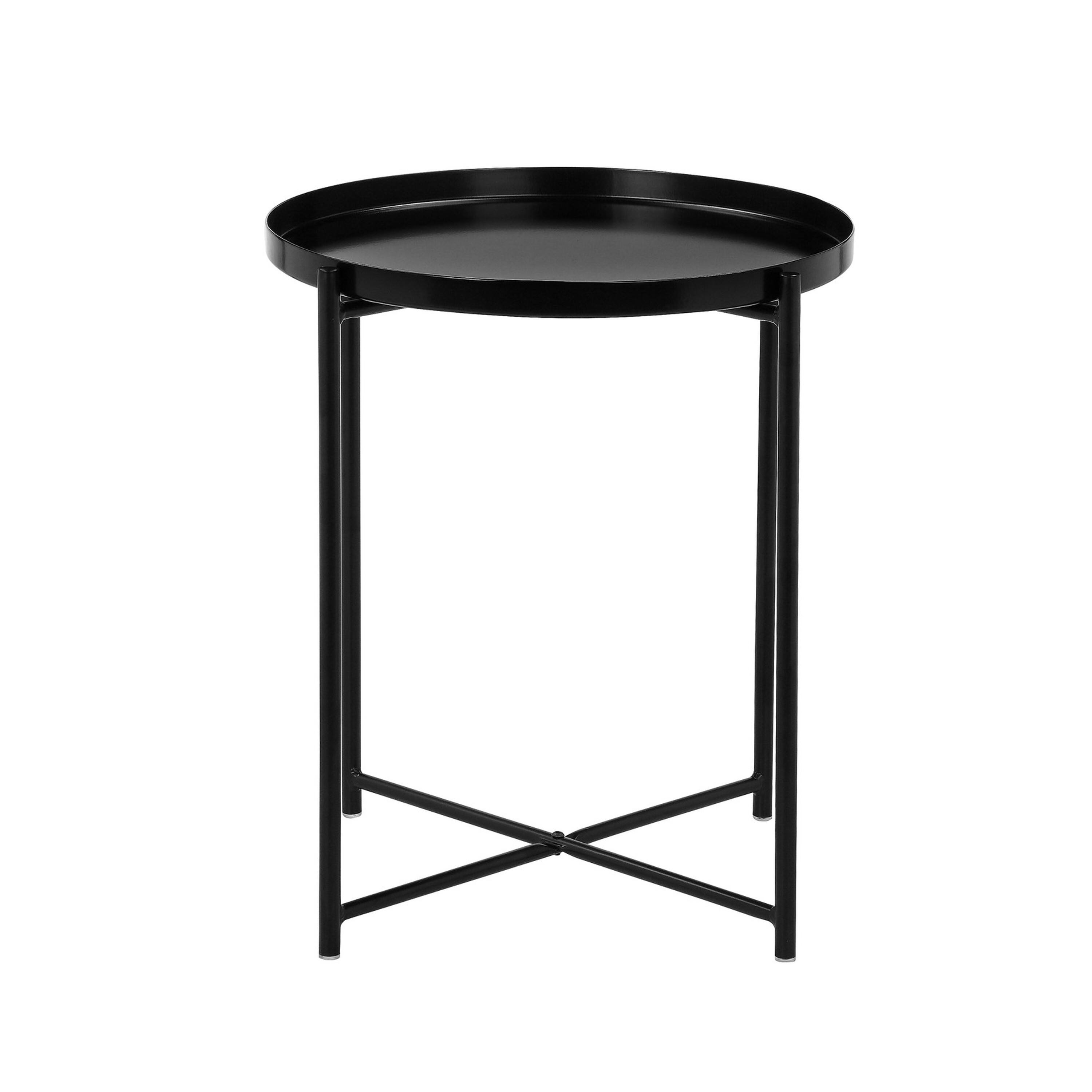 Manhattan Lane Ely 21 Inch Side End Table, Round Tray Top Modern Open ...