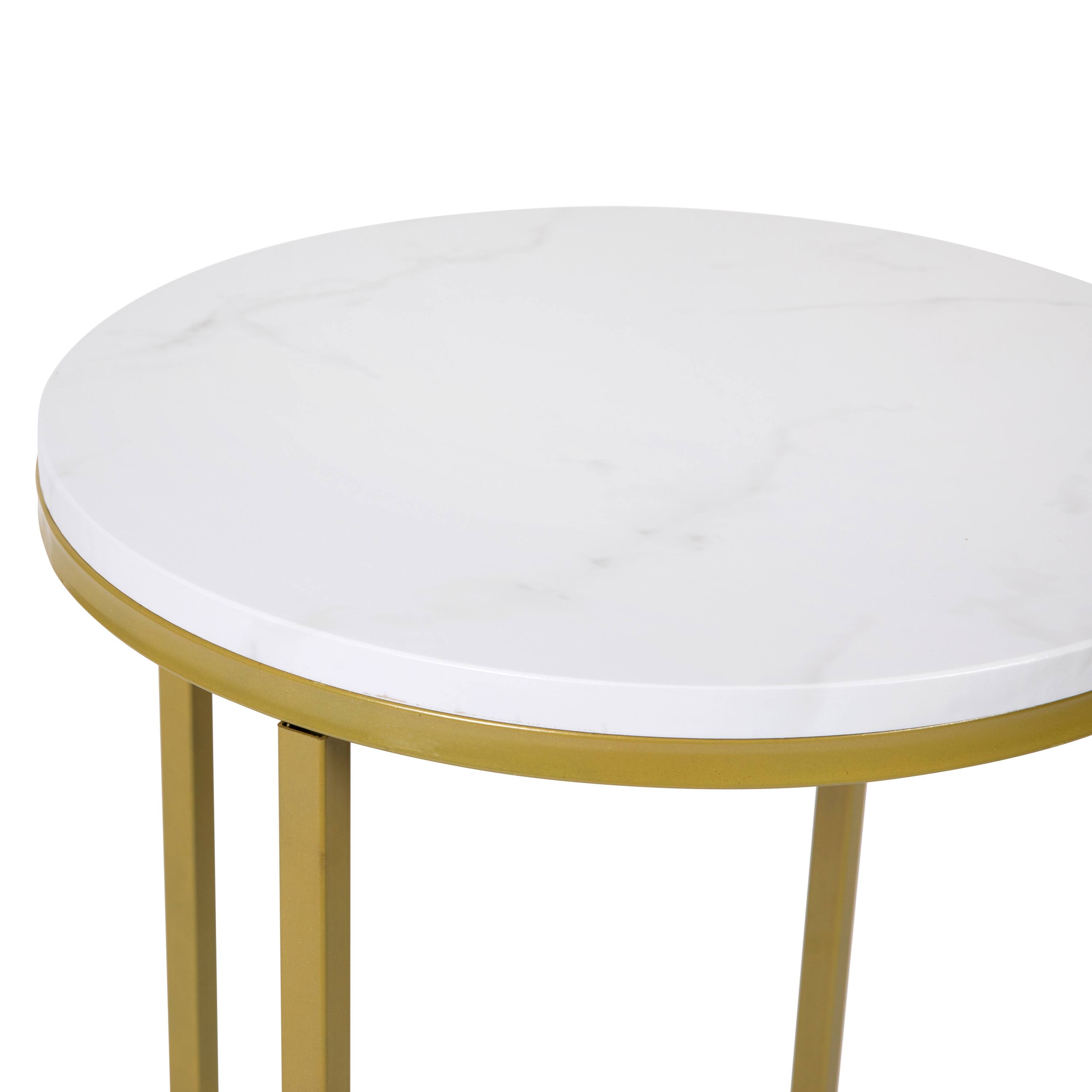 Alt View 8. Emma + Oliver - Laminate Living Room Coffee Table with Crisscross Metal Frame - White Marble Top/Brushed Gold Frame.