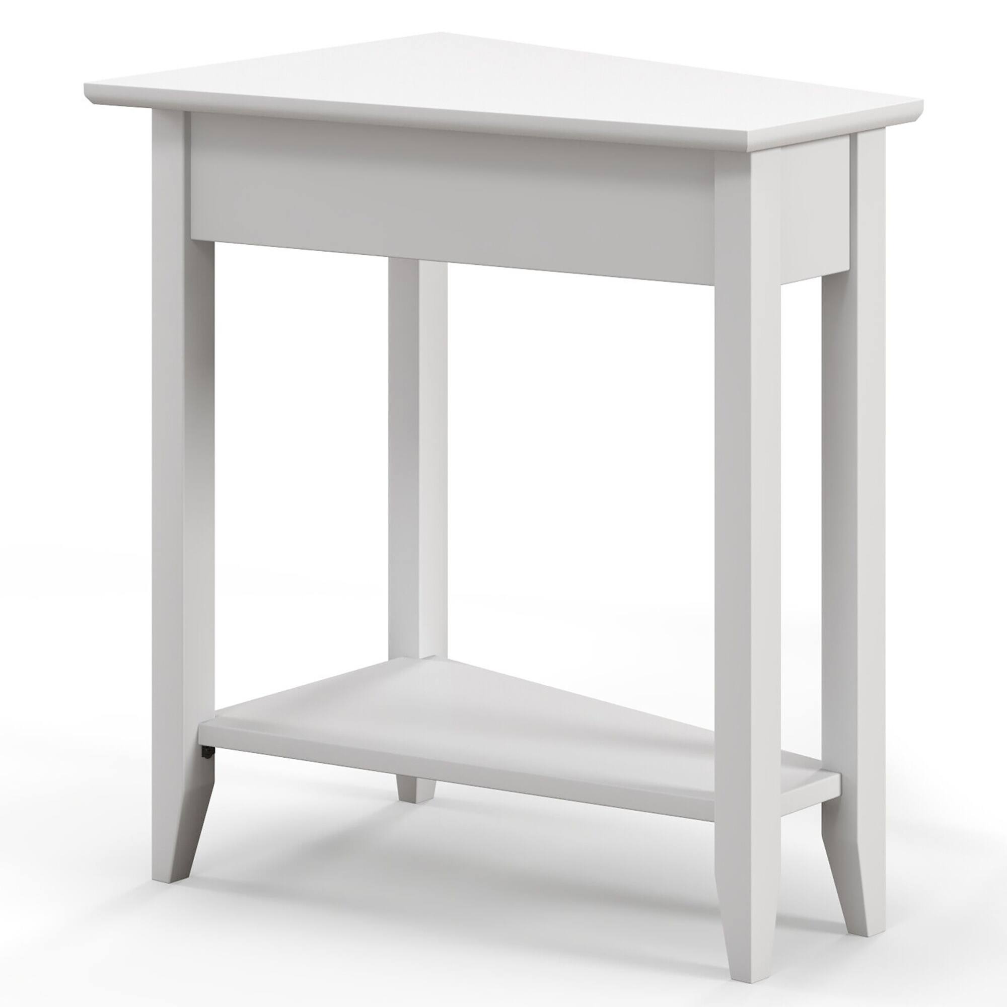 Alt View 8. Gymax - Gymax 2-Tier End Table Irregular Narrow Sofa Side Nightstand w/ Storage Shelf White - White.