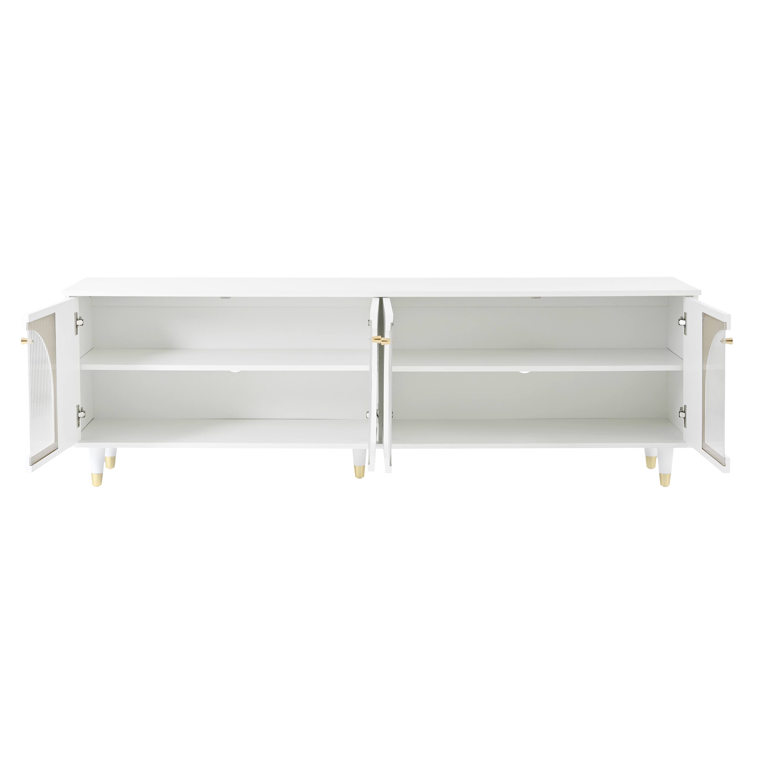 Alt View 5. APRILSOUL - Contemporary TV Stand for TVs Up to 78 Gold Handles Arch Fluted Glass Living Room White - White.