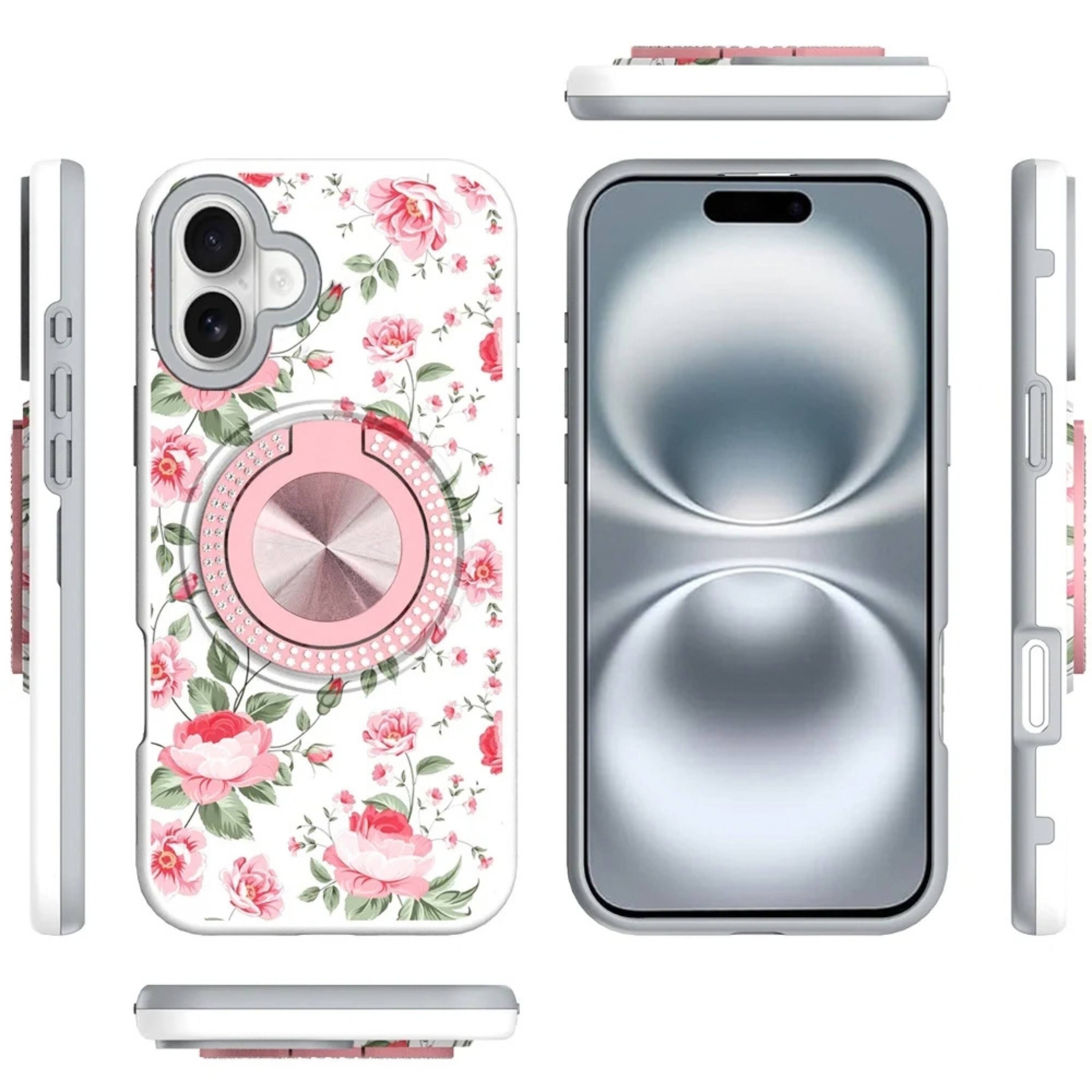 Kitcheniva Decorative 360 Rotating Ring Stand Phone Case With Tempered ...