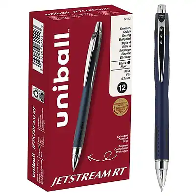 Uniball JETSTREAM RT
62152
Smooth Quick Drying
Ballpoint Stylo A Bille A Schage Rapide
Black Noir
Fine Fin
0.7mm
Extended Comfort Grip
Contourable
12 pens per pack
Poland
