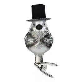 Inge Glas - Bird Groom Clip on German Glass Christmas Ornament FREE BOX 3 Inch - Multicolor