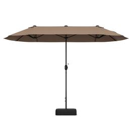 Gymax - 13FT Double-sided Patio Umbrella w/ Crank Handle Umbrella Base Safety Lock - Tan
