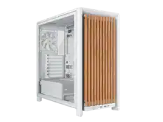 Front. CORSAIR - FRAME 4000D WOOD RS Modular High Airflow Mid-Tower PC Case - White & Oak.
