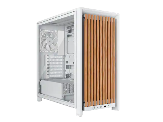 Front. CORSAIR - FRAME 4000D WOOD RS Modular High Airflow Mid-Tower PC Case - White & Oak.