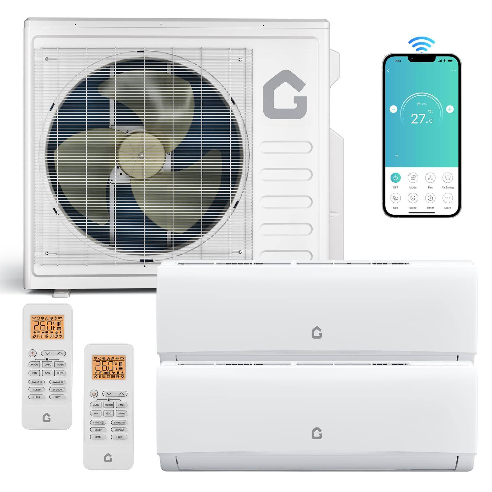 Sure, here is the corrected and grouped text from the image:

**Top Left:**
- OAR0 C0 COUE
- JEEEOO G 0OUUU

**Top Right:**
- 27.0°C
- OFF
- Mode
- Fan
- Air Swing
- Eco
- Sleep
- Timer
- More

**Bottom Left (Remote Control):**
- 2600
- 2600
- MODE
- SWING
- FAN
- TIMER
- TEMP
- DISPLAY
- FILTER
- 1/2/3

**Bottom Right (Remote Control):**
- 2600
- 2600
- MODE
- SWING
- FAN
- TIMER
- TEMP
- DISPLAY
- FILTER
- 1/2/3

**Bottom Center:**
- DEENS

**Bottom Right:**
- TTAVE

**Bottom Center:**
- Buing

**Bottom Right:**
- 8 260:
