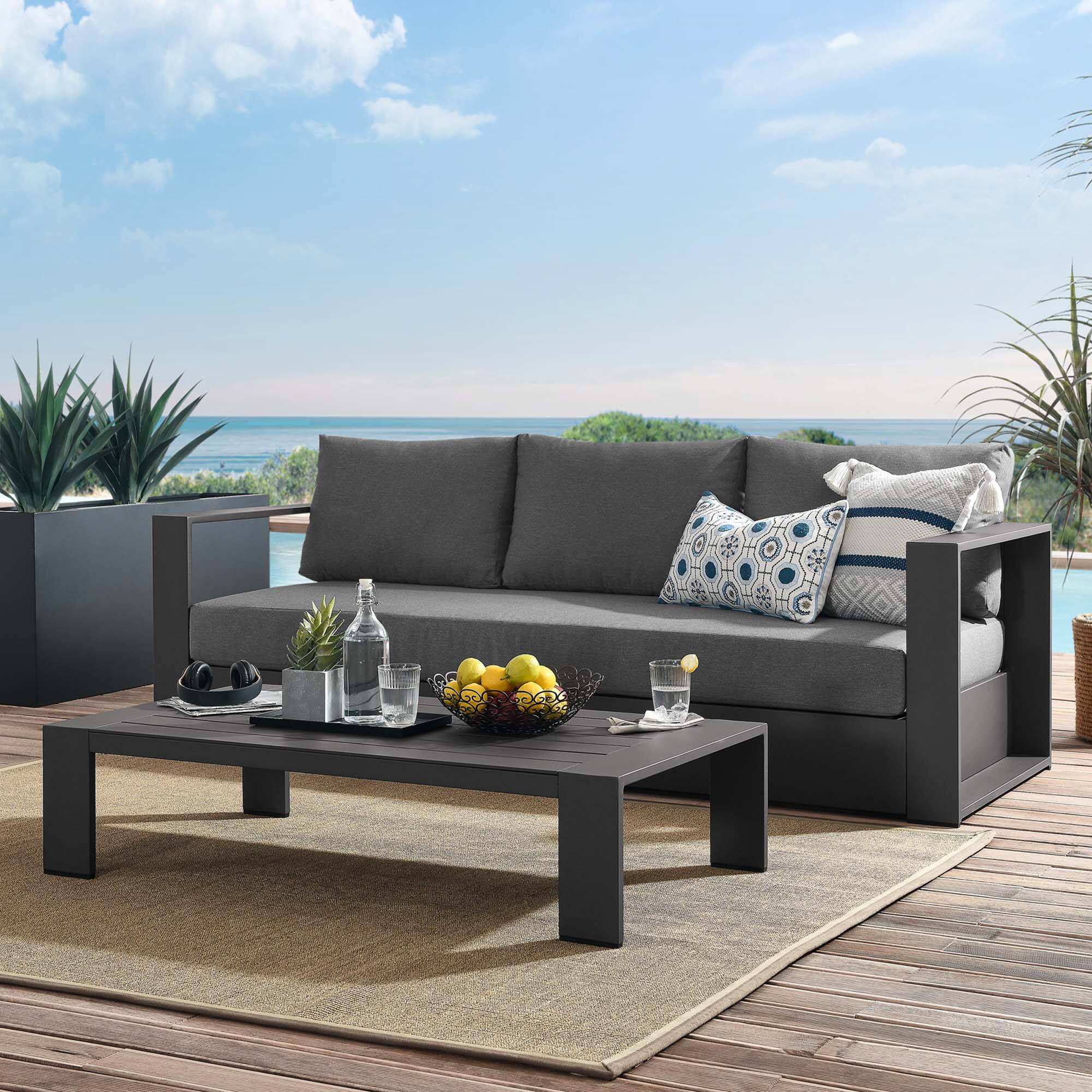 Alt View 6. Modway - Tahoe 2-Piece Outdoor Powder-Coated Aluminum Patio Set - Gray Charcoal.