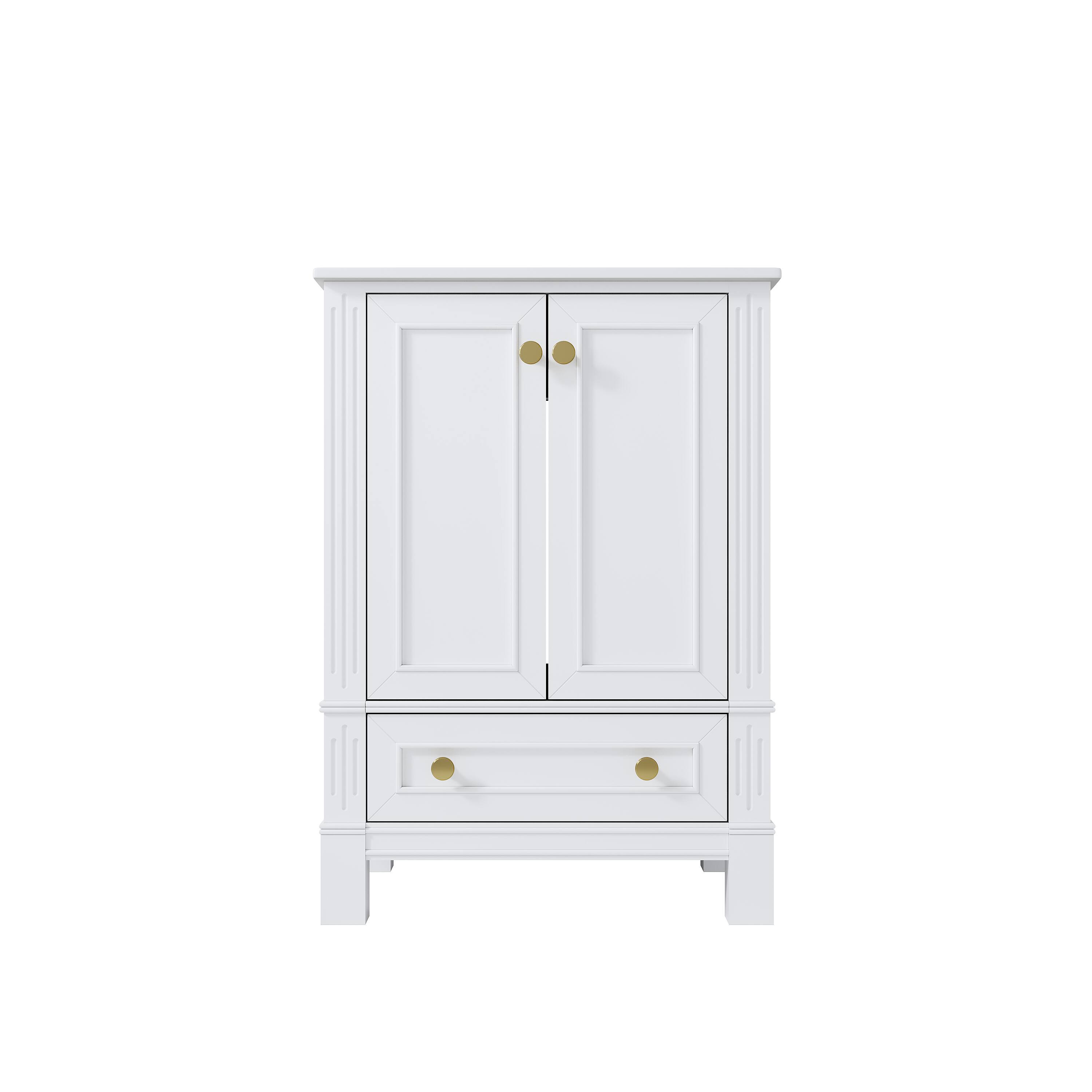 Alt View 8. WELLFOR - DURA 24 in. Solid Wood Bath Vanity with Countertop Basin, Single Sink - White.