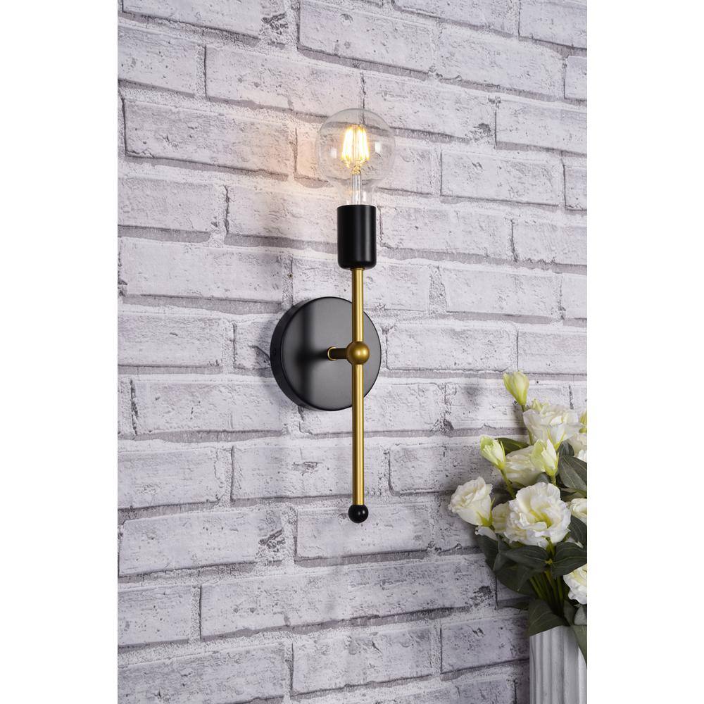 Left. Living District - Keely 1 light black and brass wall sconce - Black And Brass.