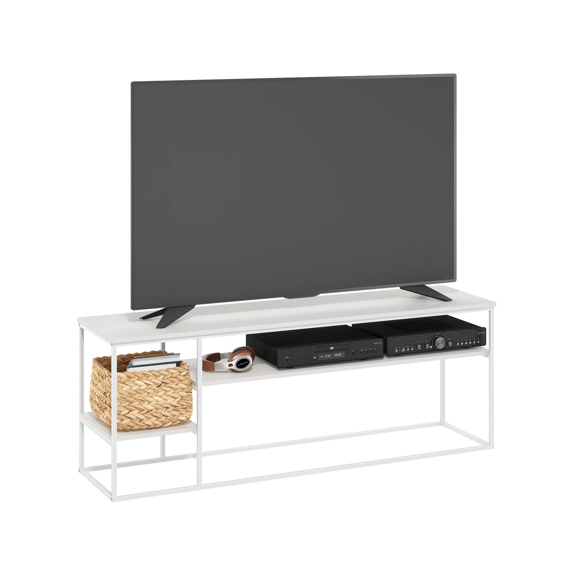Alt View 3. Furinno - Moretti Modern Lifestyle TV Stand for TV up to 65 Inch - Solid White/White.