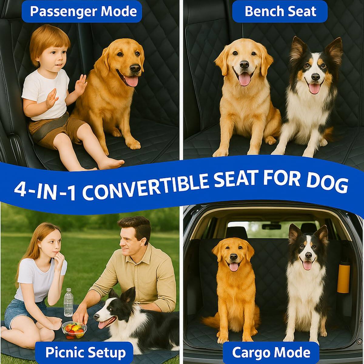 Passenger Mode  
Bench Seat  
4-IN-1 CONVERTIBLE SEAT FOR DOG  
Picnic Setup  
Cargo Mode
