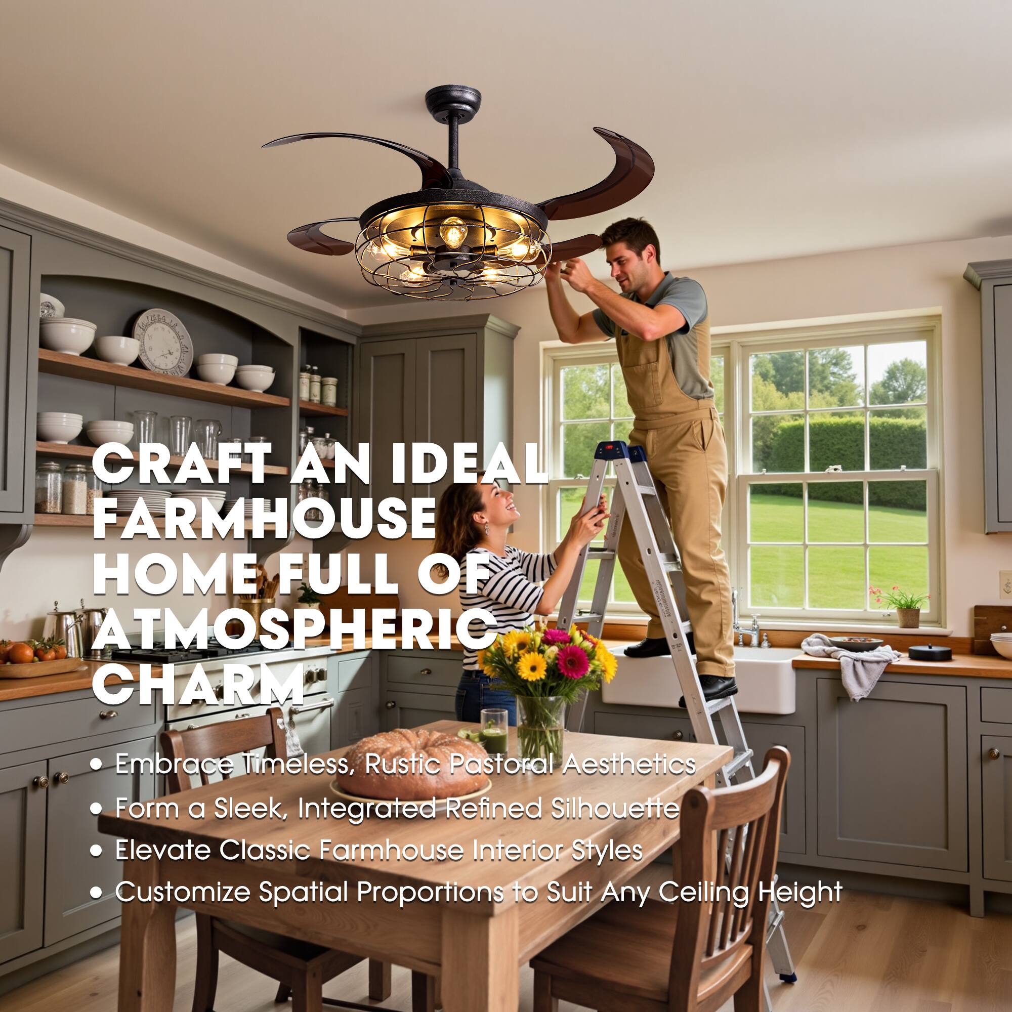- Craft an ideal farmhouse home full of atmospheric charm
- Embrace timeless, rustic pastoral aesthetics
- Form a sleek, integrated refined silhouette
- Elevate classic farmhouse interior styles
- Customize spatial proportions to suit any ceiling height