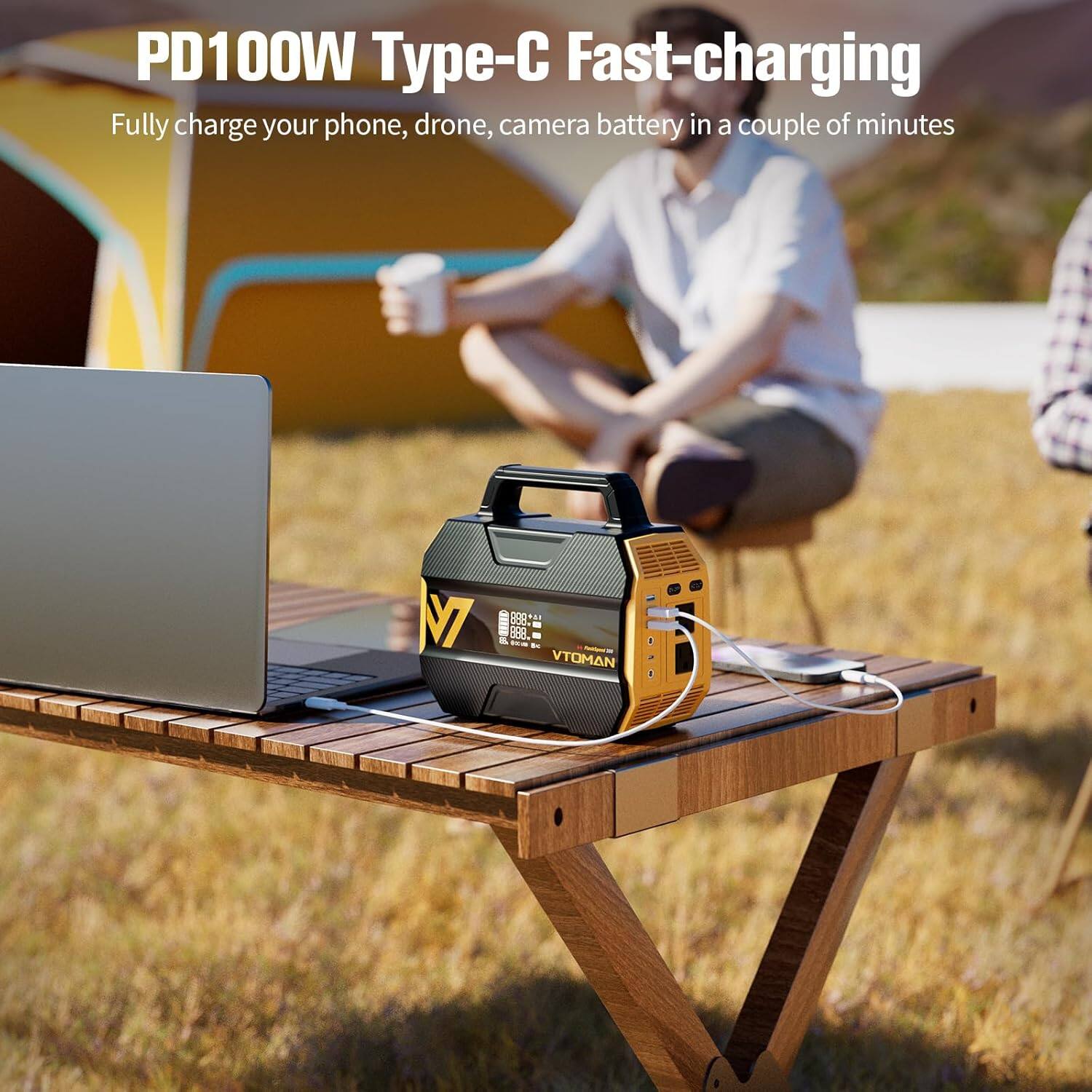 PD100W Type-C Fast-charging  
Fully charge your phone, drone, camera battery in a couple of minutes