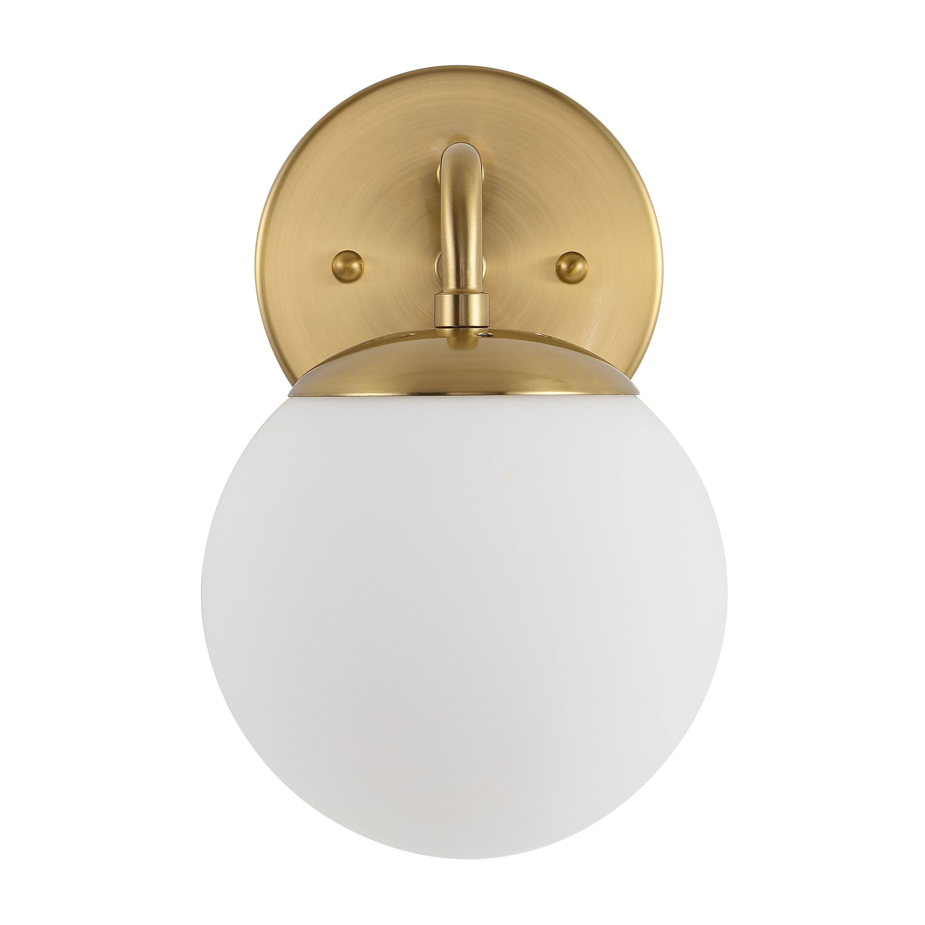 Alt View 9. Jonathan Y - Louis Parisian Globe 5.75" 1-Light Metal/Frosted Glass Modern Contemporary LED Vanity, Brass Gold - Brass Gold.