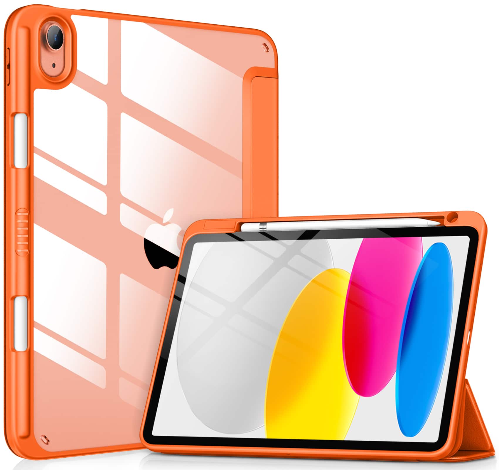 Front. DTTO - Case for iPad (A16) 11-inch 2025 and iPad 10th Generation 10.9 Inch 2022, Clear Back and TPU Shockproof Frame Cover - Orange.