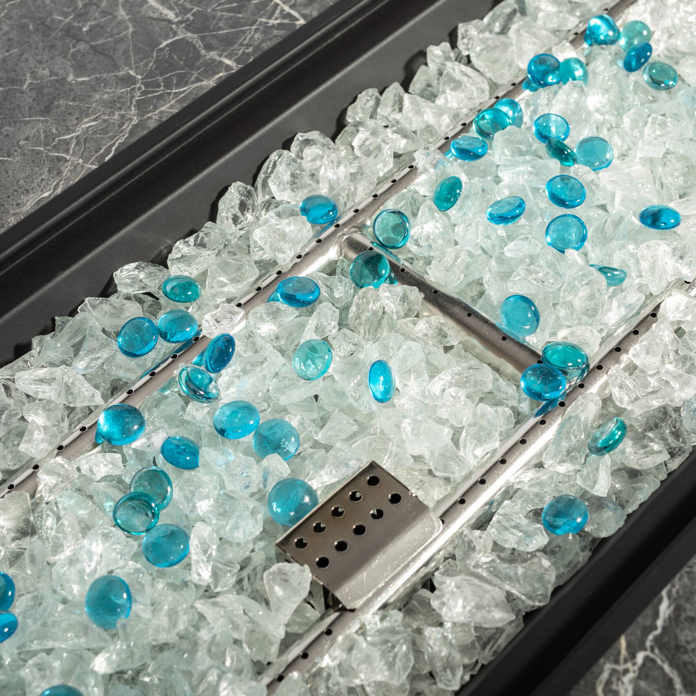 Alt View 4. Aukfa - 44" Propane Gas Fire Pit Table - 50000 BTU Rectangular with Tile Top & Wicker Base for Patio.