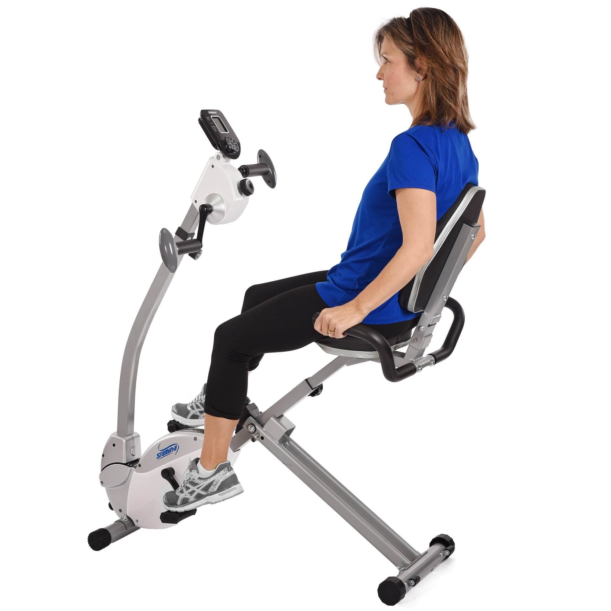 Alt View 4. Stamina Products - Stamina Products Recumbent Indoor Cardio Exercise Bike with Upper Body Exerciser - Gray.