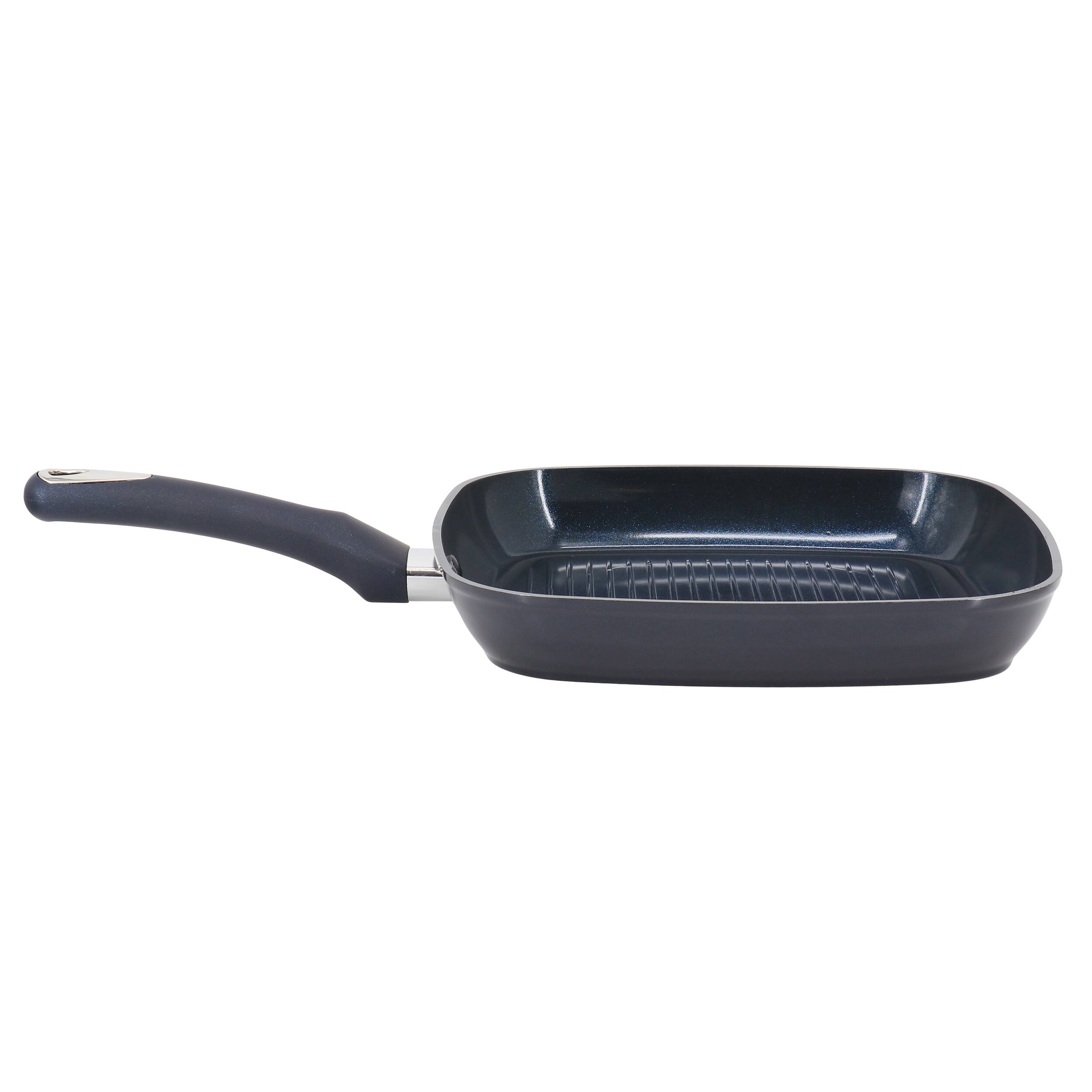 Alt View 1. Oster - Oster Hawke 11 Inch Square Ceramic Nonstick Aluminum Grill Pan in Dark Blue - Blue.