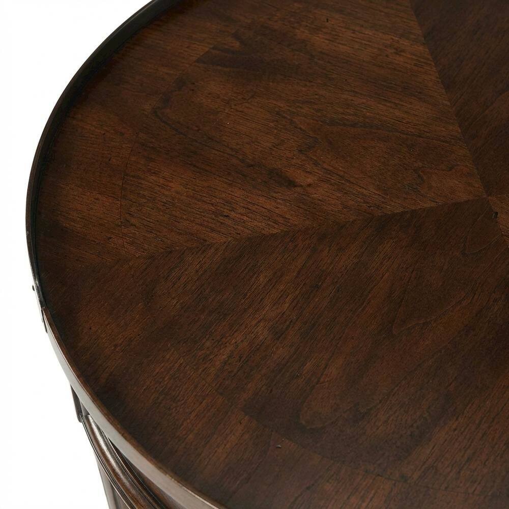 Alt View 2. Starlight Canyon Home - Round Side Table with Drawer, Transitional Accent End Table - Dark Brown.